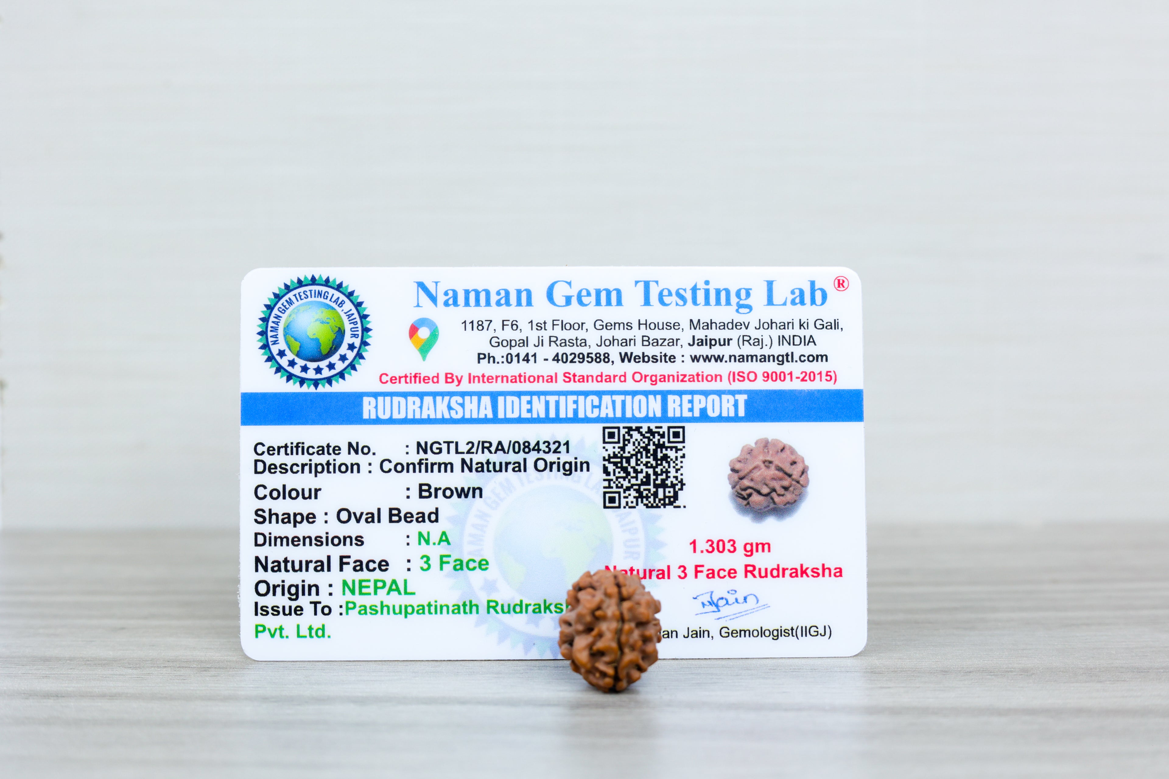 3 mukhi Nepali Rudraksh with certificate