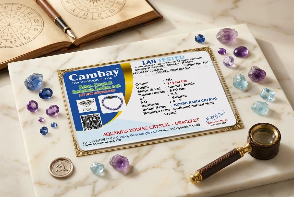 Kumbh Rashi (Aquarius) Zodiac Bracelet – Natural Amethyst & Lapis Lazuli