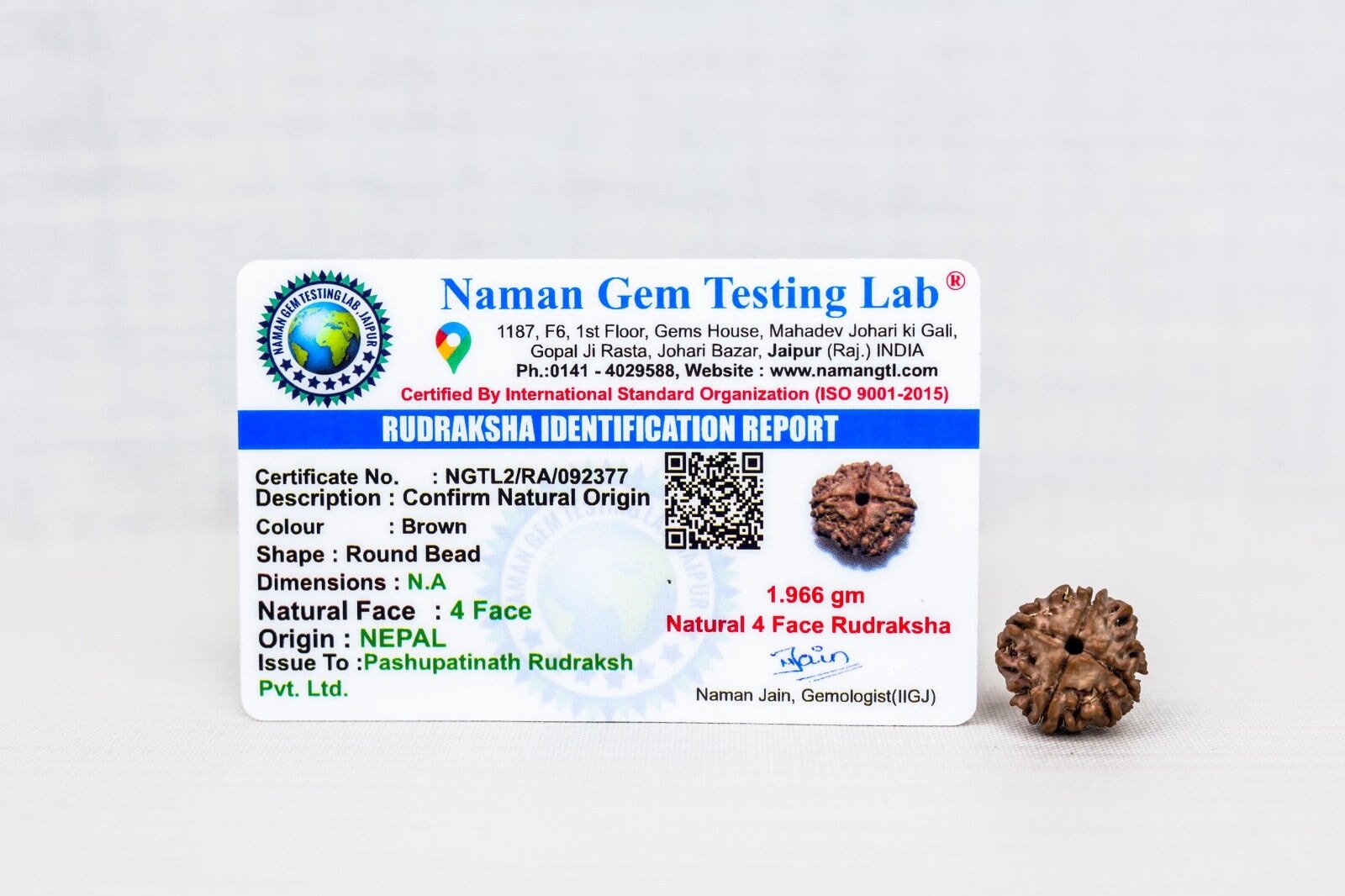 4 Mukhi Nepali Rudraksh with certificate