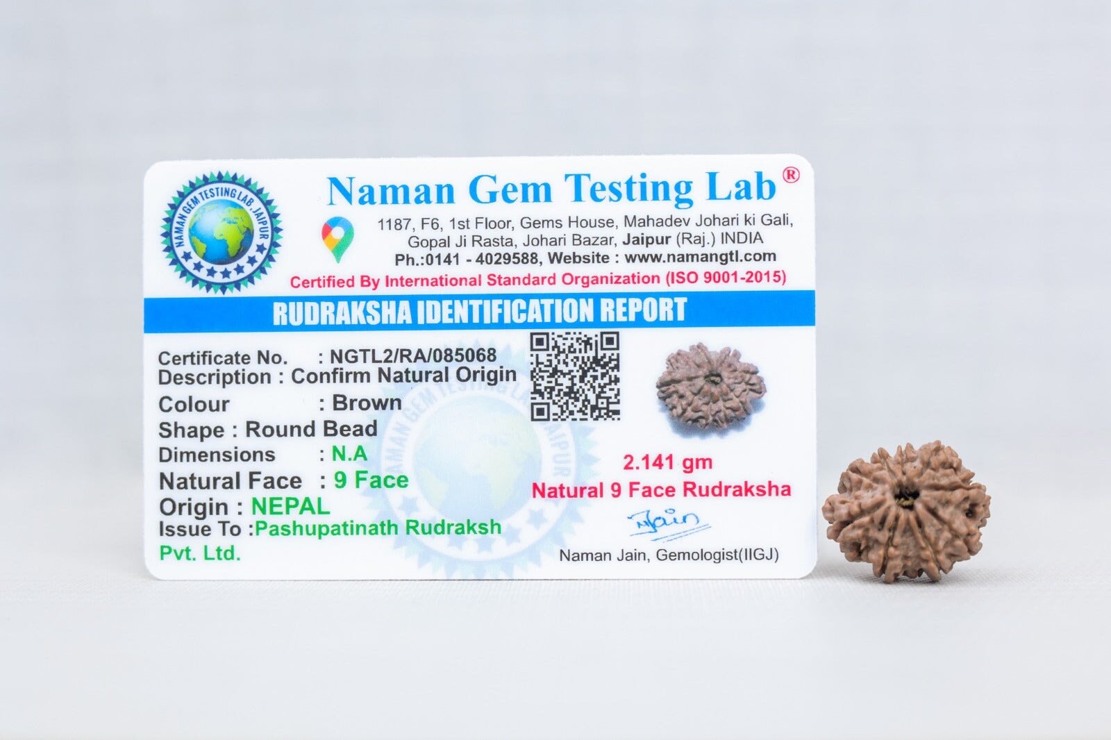 9 Mukhi Nepali Rudraksh with certificate