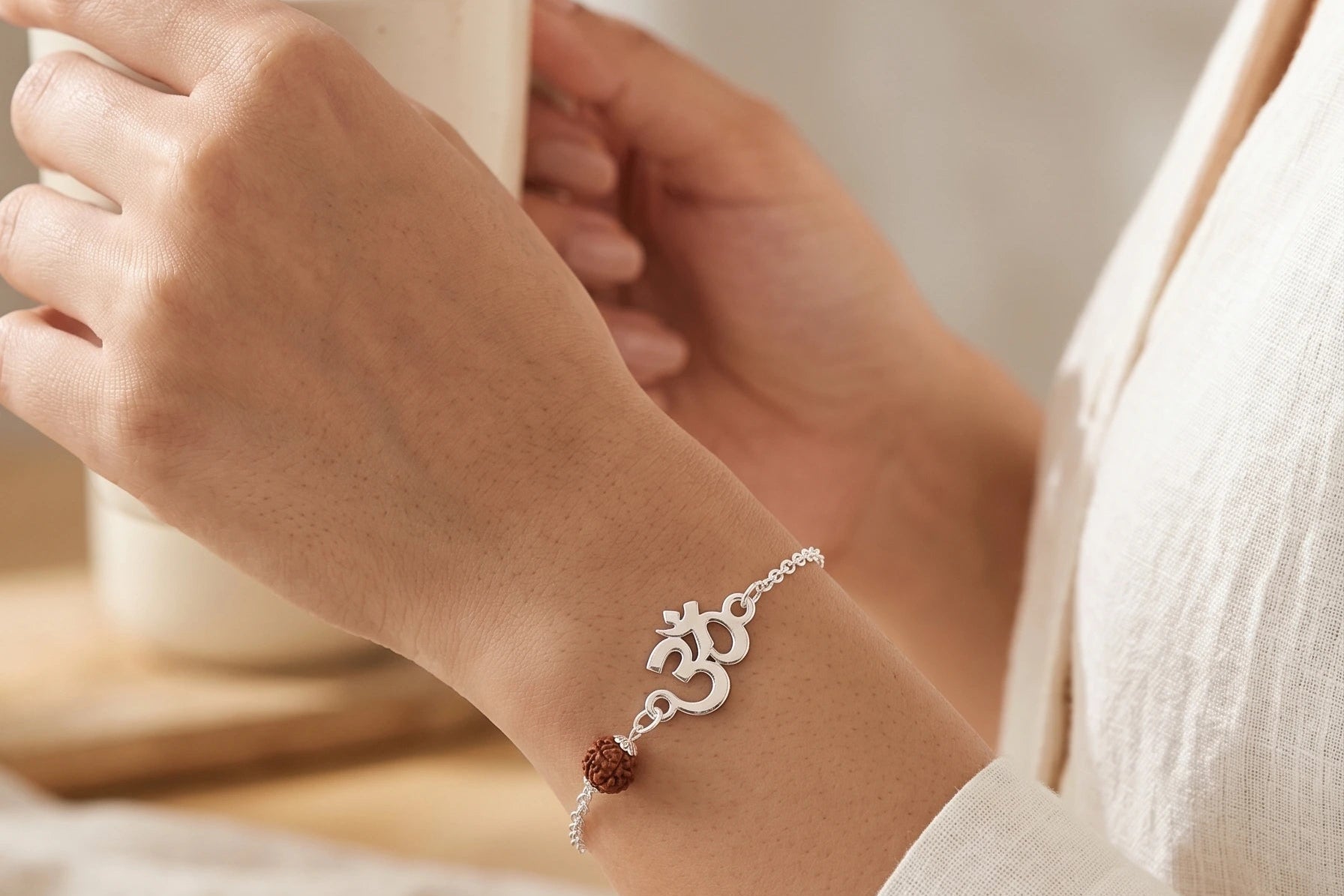 Elegant Silver Plated Rudraksh Bracelet For Women