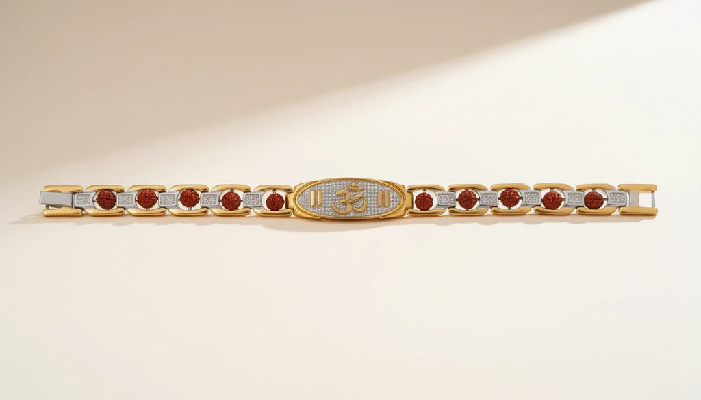 Essential Om Rudraksha Bracelet with Gold finishing