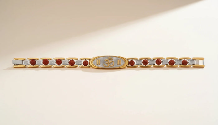 Essential Om Rudraksha Bracelet with Gold finishing