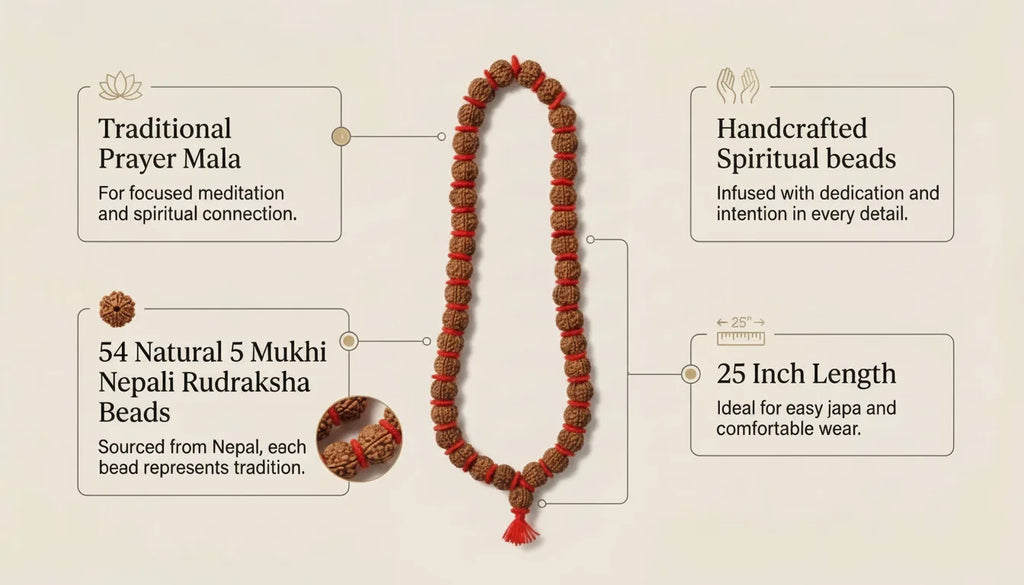 5 Mukhi Rudraksha Big Size Kantha Mala